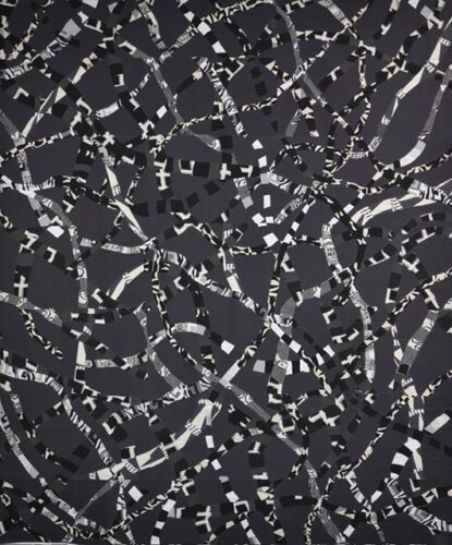 handmade quilt black and white with swirling forms