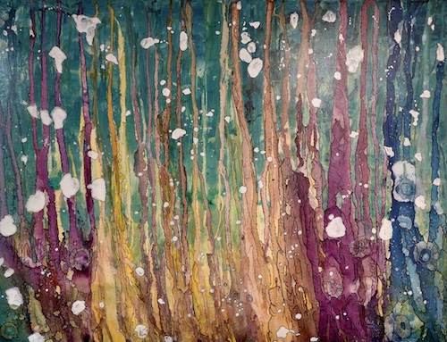 colorful and energetic mixed media abstract