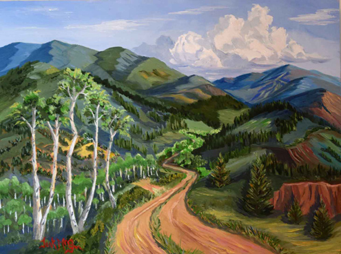 plein painting of NM mountains