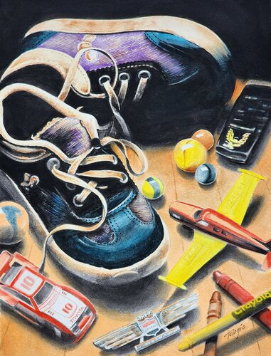 watercolor still life children's toys