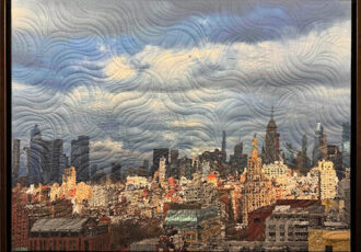 quilted mixed media image of Manhattan