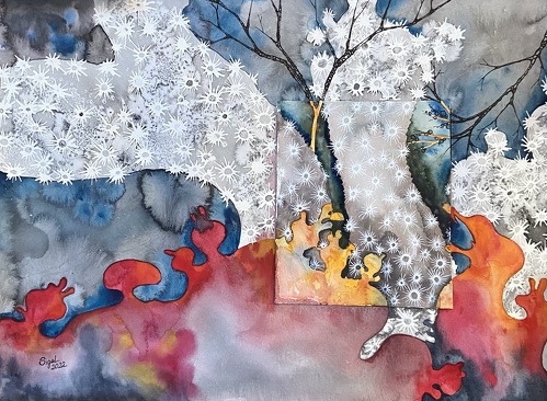 abstract mixed media landscape by Irina Sigalovsky