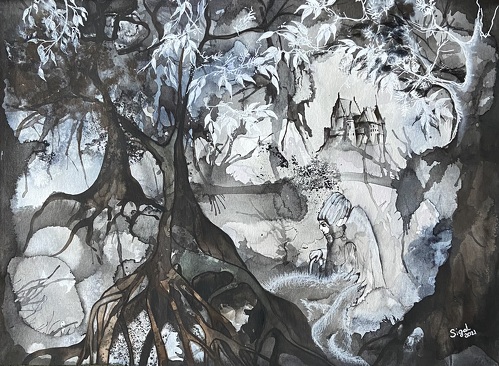 mixed media landscape by Irina Sigalovsky