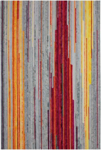 linear design mixed media fiber art