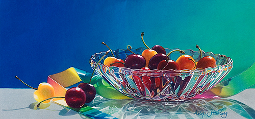 "Jubilation" Colored Pencil, 16" x 7.5"by artist Arlene Steinberg. See her portfolio by visiting www.ArtsyShark.com