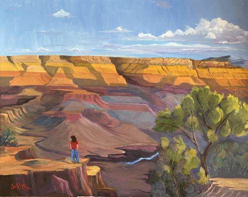 plein air painting of a New Mexico canyon