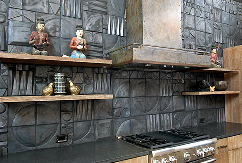 Residential tile mural by Karen Singer Tileworks