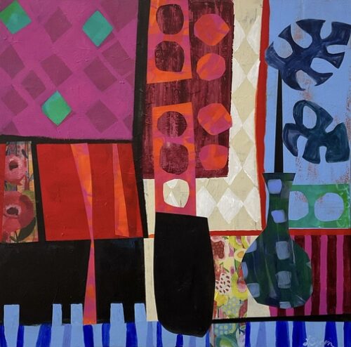 mixed media garden inspired abstract art