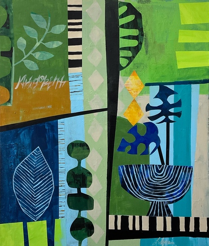 nature-inspired mixed media abstract painting