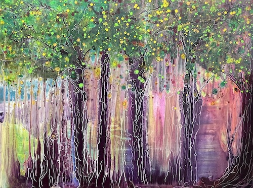 abstract artwork landscape forest theme