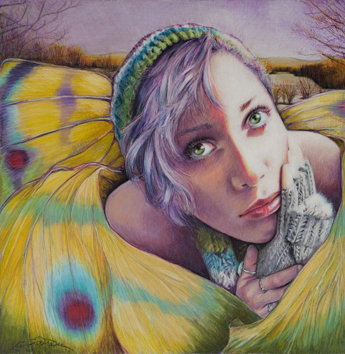 colored pencil portrait of a young woman