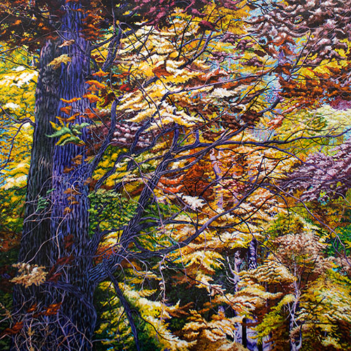 landscape painting of wooded scene