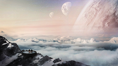 sci-fi inspired landscape made in digital illustration