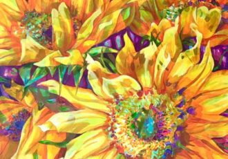 "Sunshine on My Shoulders" Fluid Acrylic on Canvas, 36" x 36" by artist Marita Gentry. See her portfolio by visiting www.ArtsyShark.com