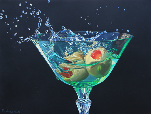 hyyperrealistic painting of a martini