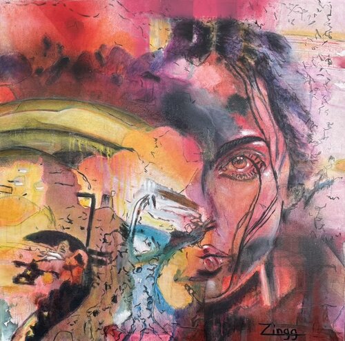 mixed media abstract figurative painting