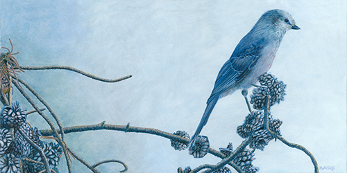 painting of a bird on a branch