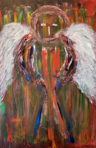 abstract painting of an angel by Michael Miller