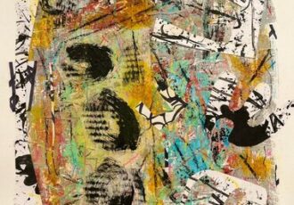 mixed media abstract artwork on paper