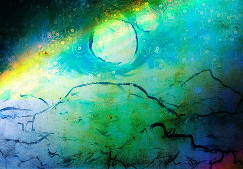 dreamlike painting of a moonrise