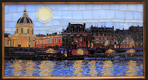 glass mosaic of a landscape of the Seine River #france