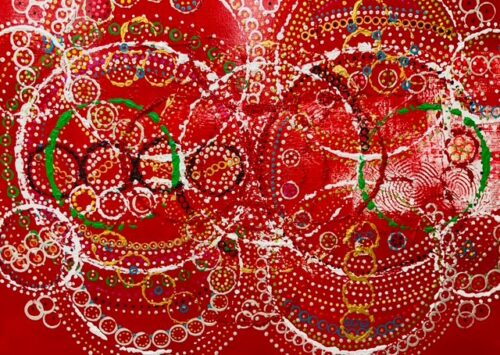 bold red abstract acrylic painting