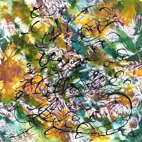 swirling abstract painting inspired by calligraphy