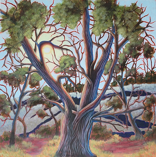 oil painting of a tree in the southwest