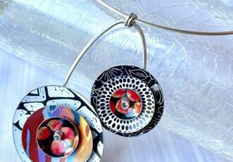 upcycled tin collage pendant necklace