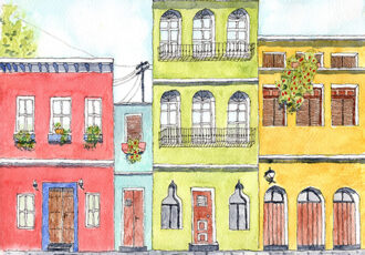 watercolor painting of Old San Juan