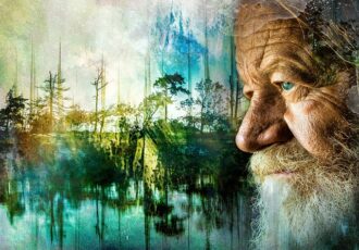 an older artist with his work