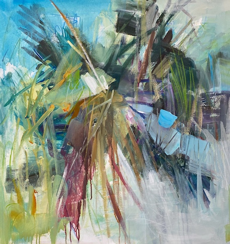 abstract painting of a palm tree
