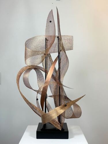 freestanding mixed media contemporary sculpture