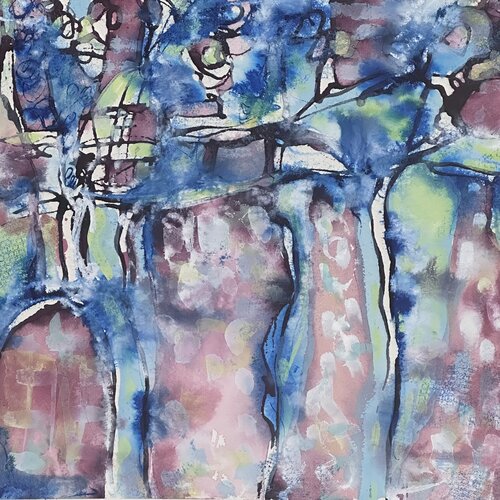 Ethereal blue and purple abstract art