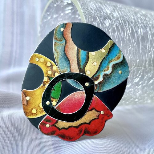 upcycled tin collage wearable pin