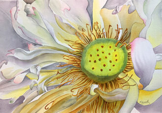 delicate watercolor painting of a lotus flower