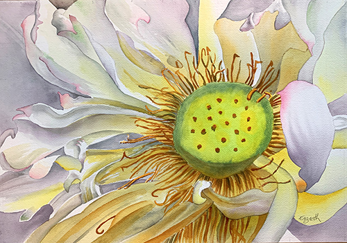 delicate watercolor painting of a lotus flower