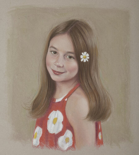 pastel portrait of a young girl