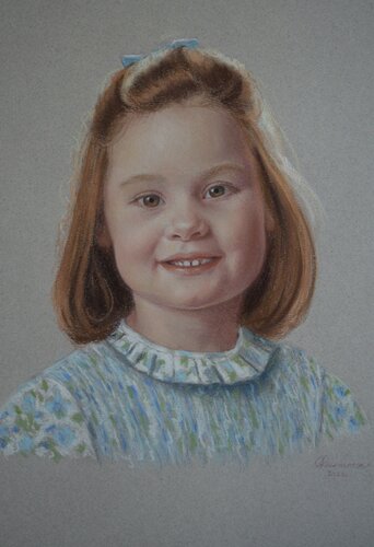 pastel portrait of a young girl