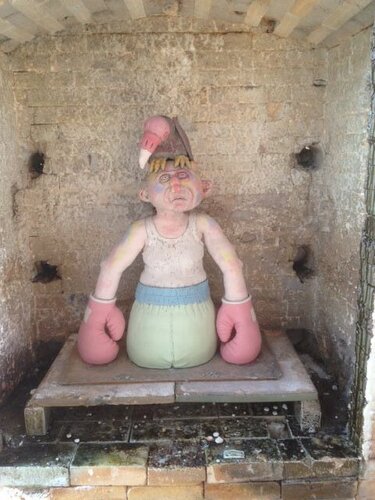 work in progress ceramic sculpture in kiln