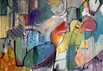 semi-abstract colorful acrylic painting