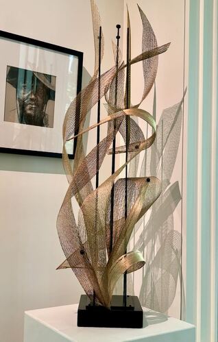 vertical mixed media contemporary sculpture