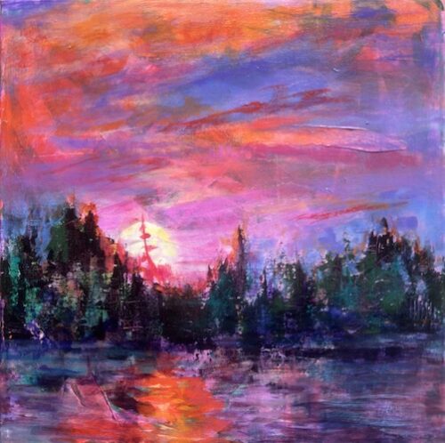 vibrant sunset landscape painting