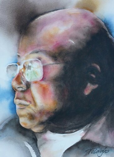 watercolor of man with reflecting glasses