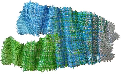 colorful handwoven wall sculpture made of paint threads