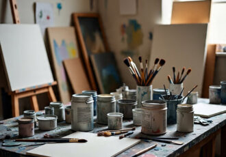artist studio with tools