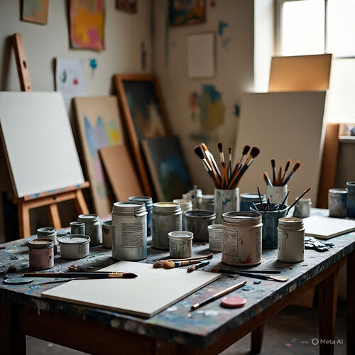 artist studio with tools