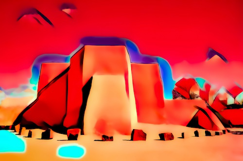 digital photo of a church in Santa Fe