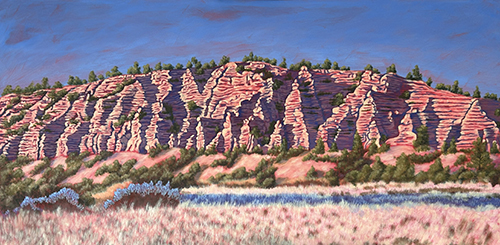 southwestern desert landscape painting with cliffs