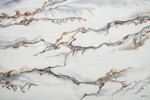 acrylic painting reminiscent of veined marble